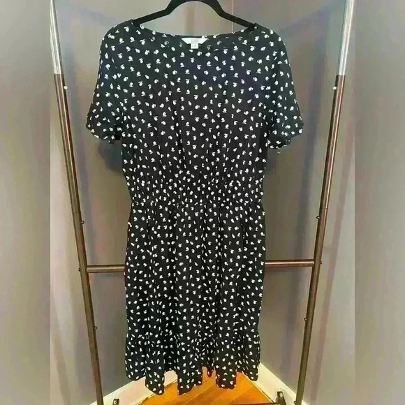 Croft & Barrow women’s black and white midi dress flowy comfortable size M - Picture 4 of 14